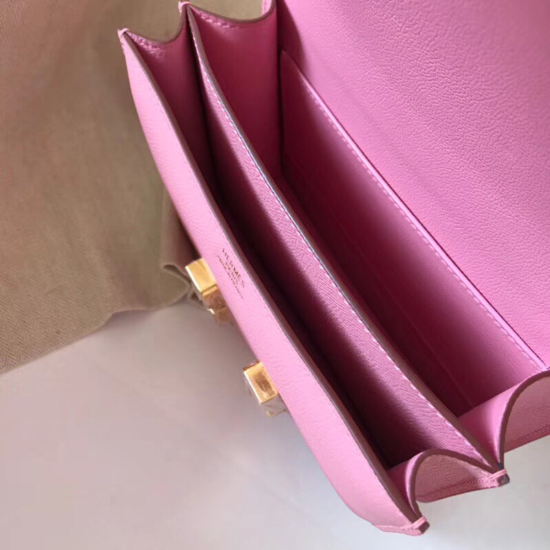 Hermes Constance 24cm Shoulder Bag In Rose Pink Epsom Leather